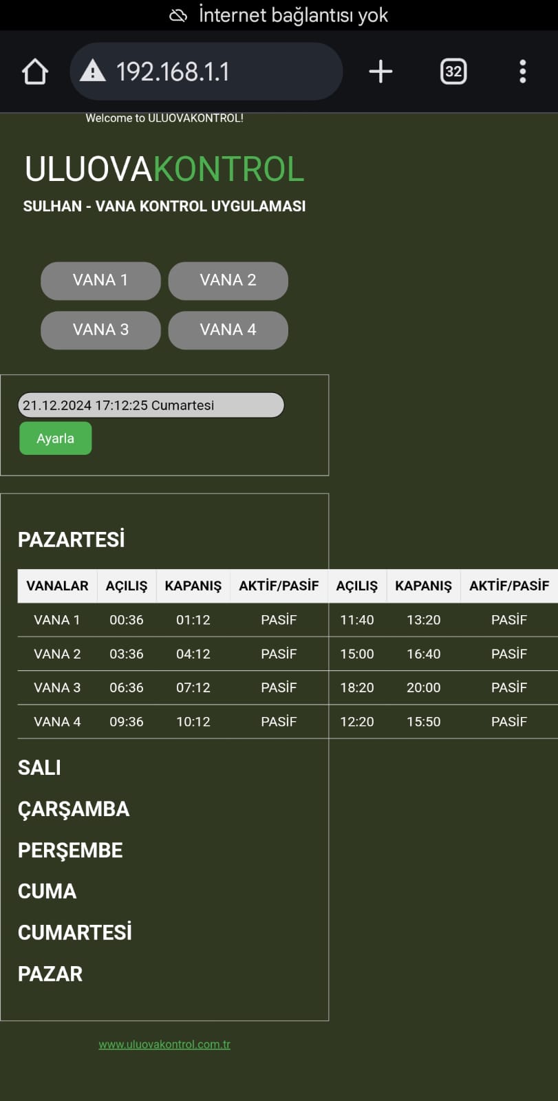 SULHAN Wifi Vana Kontrol Cihazı